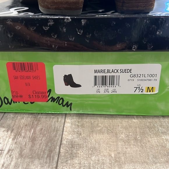 Sam Edelman Marie Black Suede Booties 7.5M - Picture 4 of 7